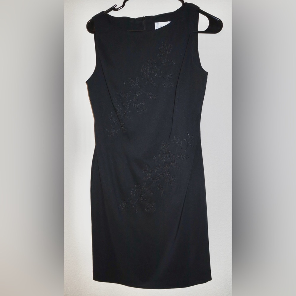 Dressbarn Black Sheath Midi Dress Boat Neck Sleeveless